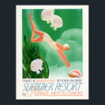 SUMMER RESORT Sea Holiday Woman Diving Travel ポスター<br><div class="desc">High resolution reproduction,  super sharp prints,  color corrected for vibrant and crisp colors,  and digitally repaired for tears,  blemishes,  missing elements. Summer Resort Holiday poster.</div>