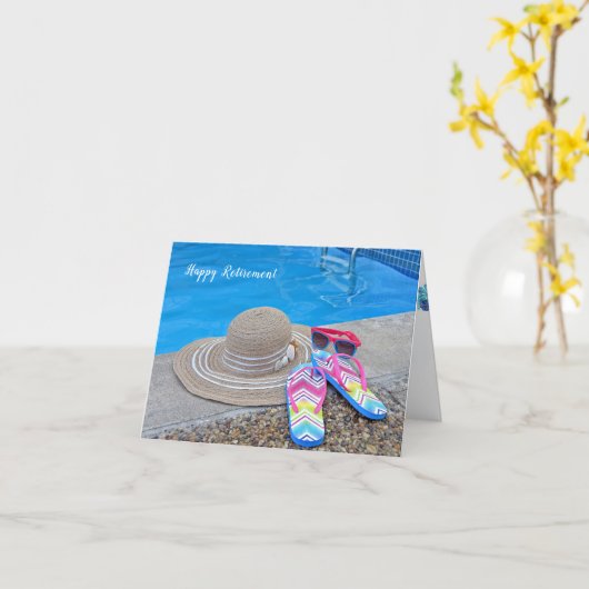 Summer Retirement by pool for Woman カード (黄色い花)