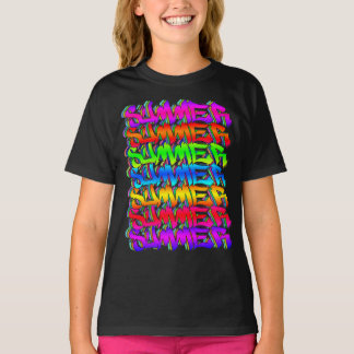 SUMMER-Retro Vintage Graffiti Colorful Summer Tシャツ