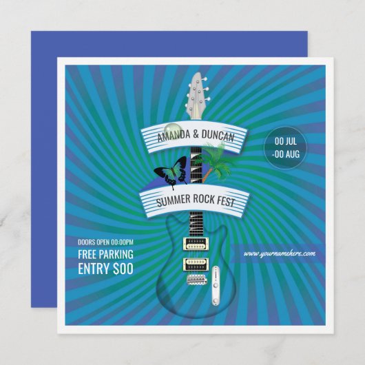 Summer Rockフェスティバルの追加ロゴの招待 招待状 (正面/裏面)