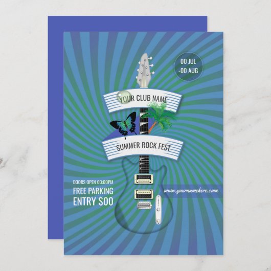 Summer Rockフェスティバルの追加ロゴの招待 招待状 (正面/裏面)