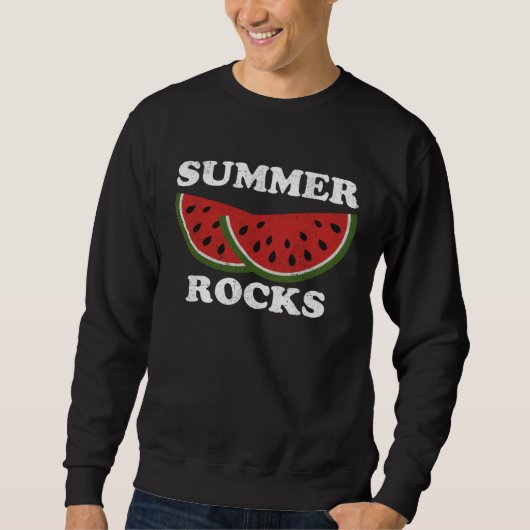 Summer Rocks  Watermelon Retro Cute Watermelons スウェットシャツ (正面)