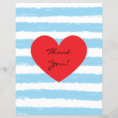 Summer Sale Blue White Watercolor Red Heart チラシ (裏面)