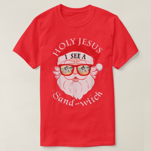 Summer Santa Sunglasses Witch Holy Jesus see a San Tシャツ (デザイン正面)