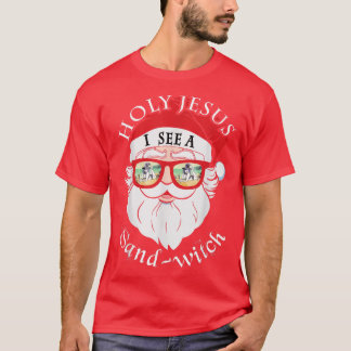 Summer Santa Sunglasses Witch Holy Jesus see a San Tシャツ