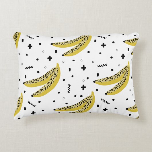 Summer seamless pattern with bananas in pop art st アクセントクッション (正面)