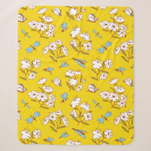 Summer seamless pattern with blossoming plants and シェルパブランケット (正面)