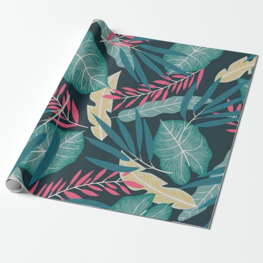 Summer seamless pattern with colorful tropical lea ラッピングペーパー (アンロールド)