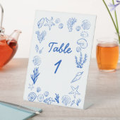 Summer Seashells Frame Beach Wedding Blue 台座サイン (インサイチュ)