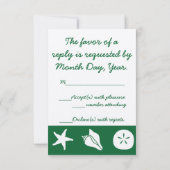 Summer Seashells in Green RSVPカード (裏面)