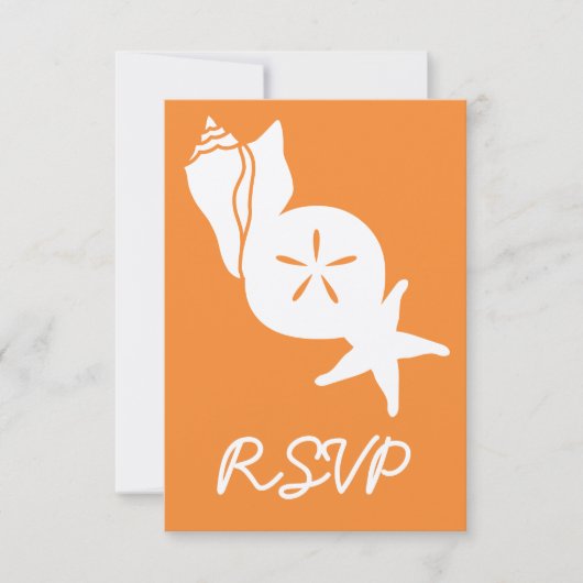 Summer Seashells in Orange RSVPカード (正面)