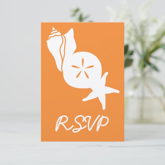 Summer Seashells in Orange RSVPカード (スタンド正面)