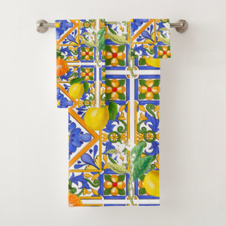 Summer ,Sicilian tiles ,citrus,oranges,majolica    バスタオルセット