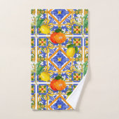 Summer ,Sicilian tiles ,citrus,oranges,majolica バスタオルセット (ハンドタオル)
