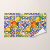 Summer ,Sicilian tiles ,citrus,oranges,majolica バスタオルセット (ハンドタオル)