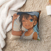 Summer Smile Girl＆ Young Woman クッション (ブランケット)