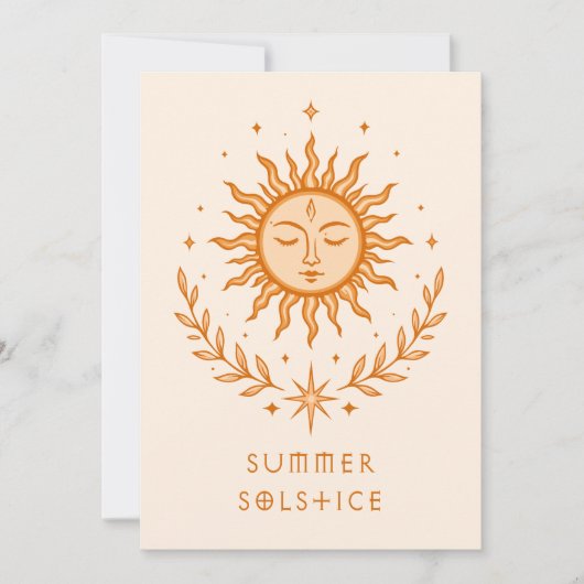 Summer Solstice Celestial Sun Face Botanical Art カード (正面)