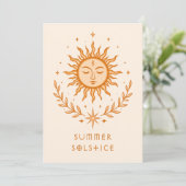 Summer Solstice Celestial Sun Face Botanical Art カード (スタンド正面)