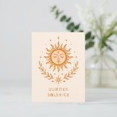 Summer Solstice Celestial Sun Face Botanical Art ポストカード (スタンド正面)