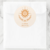 Summer Solstice Celestial Sun Face Botanical Art ラウンドシール (バッグ)