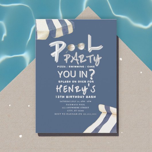 Summer Splash Pool Party Invite 招待状