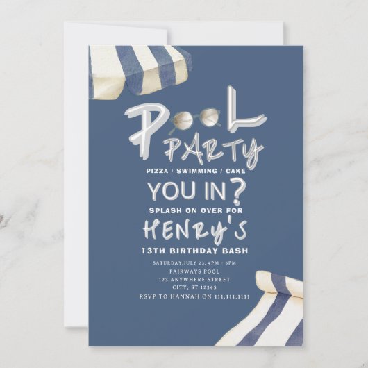 Summer Splash Pool Party Invite 招待状 (正面)
