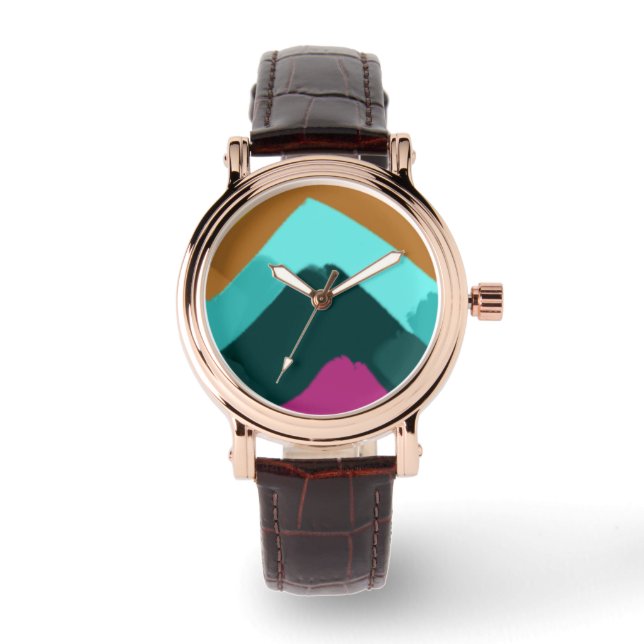 Summer Splash Wave Abstract Art  腕時計 (正面)