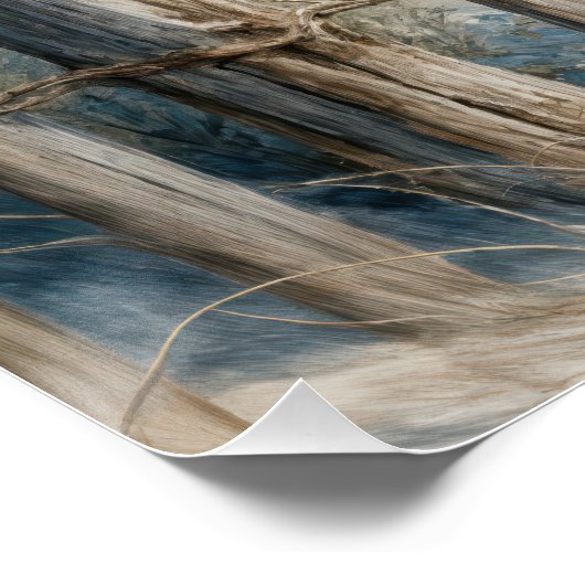 Summer Straw Hat On Beach Fence ポスター (コーナー)