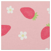 Summer Strawberries on Pink (large scale) ファブリック (クローズアップ)