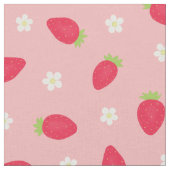 Summer Strawberries on Pink (medium scale) ファブリック (クローズアップ)