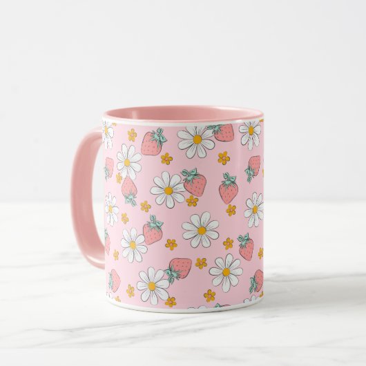 Summer Strawberry Daisy Pattern  マグカップ (正面左)