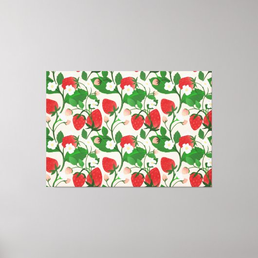 Summer Strawberry in Pink キャンバスプリント (正面)