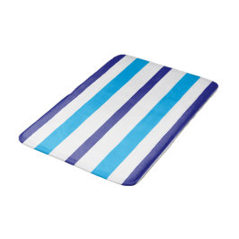 Summer Stripes Blue White  バスマット