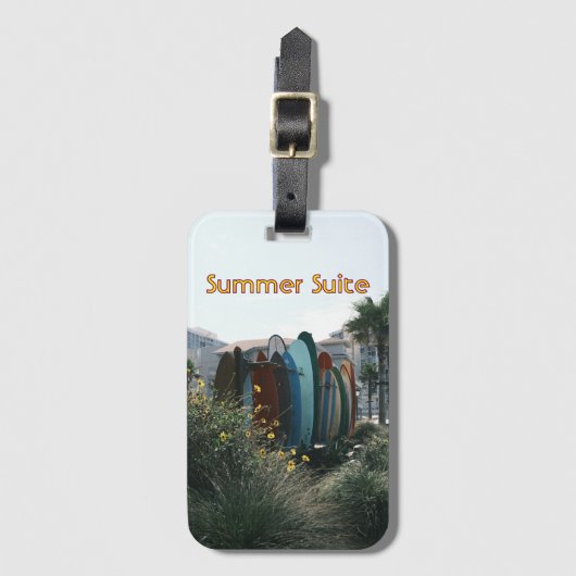Summer Suite Surfboards & Palm Trees ラゲッジタグ (正面縦)