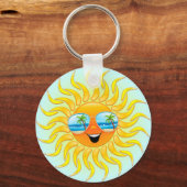 Summer Sun Cartoon with Sunglasses keychain キーホルダー (正面)