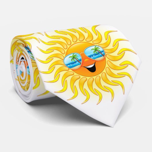 Summer Sun Cartoon with Sunglasses tie ネクタイ (ロール)