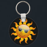 Summer Sun funny Keychain キーホルダー<br><div class="desc">A day is too hot,  and the sun is enjoying the bright and shiny day,  wearing shades.</div>
