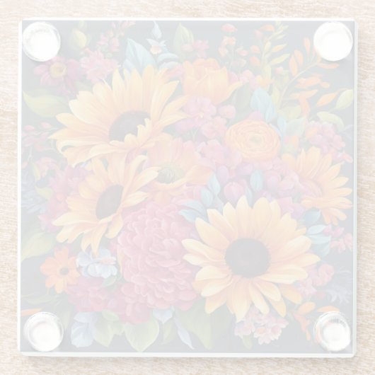 Summer Sunflower magic ガラスコースター (裏面)