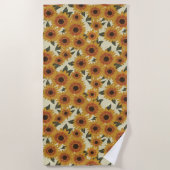 Summer Sunflowers ビーチタオル (正面)