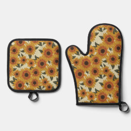 Summer Sunflowers Oven Mitt & Pot Holder Set 鍋つかみ&鍋敷きセット