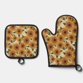 Summer Sunflowers Oven Mitt & Pot Holder Set 鍋つかみ&鍋敷きセット