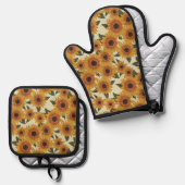 Summer Sunflowers Oven Mitt & Pot Holder Set 鍋つかみ&鍋敷きセット (正面/裏面)