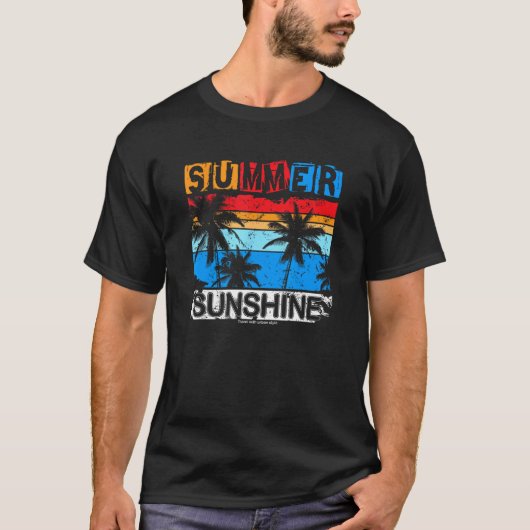 Summer Sunshine Feelings Beach Palm Trees Holiday  Tシャツ (正面)