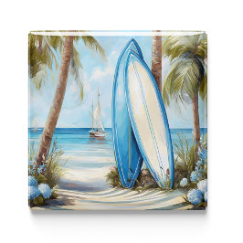 Summer Surfboards Tropical Beach Fridge Magnet マグネット