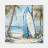Summer Surfboards Tropical Beach Fridge Magnet マグネット (正面)