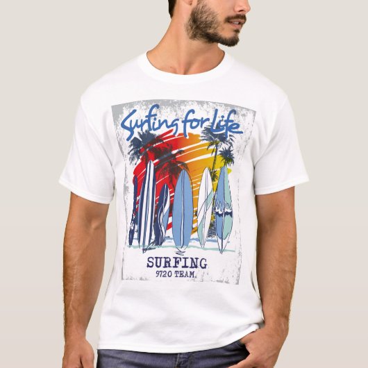 Summer Surfing t-shirt graphic design for men Tシャツ (正面)