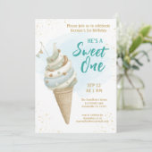 Summer Sweet One Icecream First Birthday  招待状 (スタンド正面)