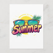Summer Text - Colorful Summer Sunglasses ポストカード (正面)