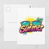 Summer Text - Colorful Summer Sunglasses ポストカード (正面/裏面)