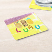 Summer Tiki Pineapple Luau スクエアペーパーコースター (アングル)